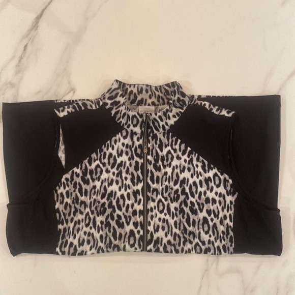 Chico’s Black + Tan Leopard Animal Print Thin Lightweight Women's Vest | Size 3 - Picture 3 of 7